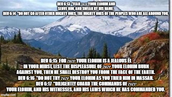 Serve YaHUaH | DEU 6:13  “FEAR יהוה YOUR ELOHIM AND SERVE HIM, AND SWEAR BY HIS NAME. 
DEU 6:14  “DO NOT GO AFTER OTHER MIGHTY ONES, THE MIGHTY ONES OF THE PEOPLES WHO ARE ALL AROUND YOU, ; DEU 6:15  FOR יהוה YOUR ELOHIM IS A JEALOUS ĚL IN YOUR MIDST, LEST THE DISPLEASURE OF יהוה YOUR ELOHIM BURN AGAINST YOU, THEN HE SHALL DESTROY YOU FROM THE FACE OF THE EARTH. 
DEU 6:16  “DO NOT TRY יהוה YOUR ELOHIM AS YOU TRIED HIM IN MASSAH. 
DEU 6:17  “DILIGENTLY GUARD THE COMMANDS OF יהוה YOUR ELOHIM, AND HIS WITNESSES, AND HIS LAWS WHICH HE HAS COMMANDED YOU.  | image tagged in old testament | made w/ Imgflip meme maker