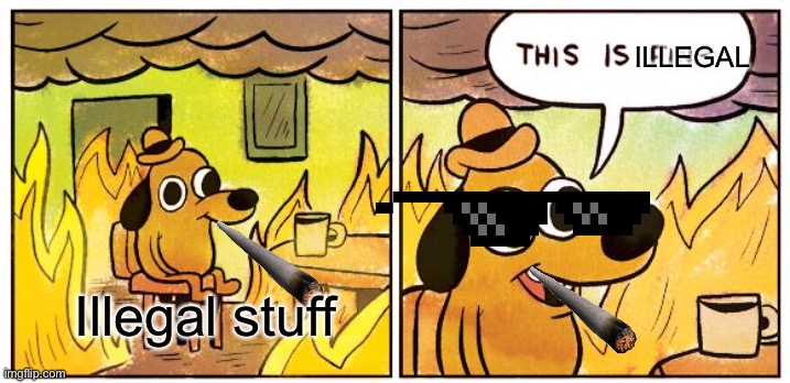 When someone is doing something very illegal... | ILLEGAL; Illegal stuff | image tagged in memes,this is fine | made w/ Imgflip meme maker