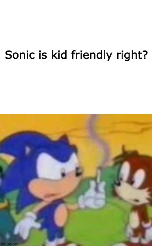 Lol | Sonic is kid friendly right? | image tagged in blank white template,sonic the hedgehog,tails,smoke weed everyday,drugs,smoking | made w/ Imgflip meme maker
