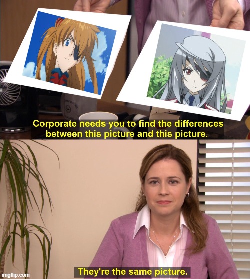 Tiffany Grant's badass female German mecha pilots with an eyepatch on their left eye | image tagged in memes,they're the same picture,Animemes | made w/ Imgflip meme maker