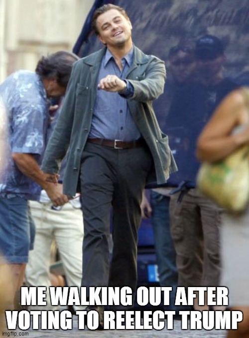ME WALKING OUT AFTER VOTING TO REELECT TRUMP | image tagged in donald trump | made w/ Imgflip meme maker
