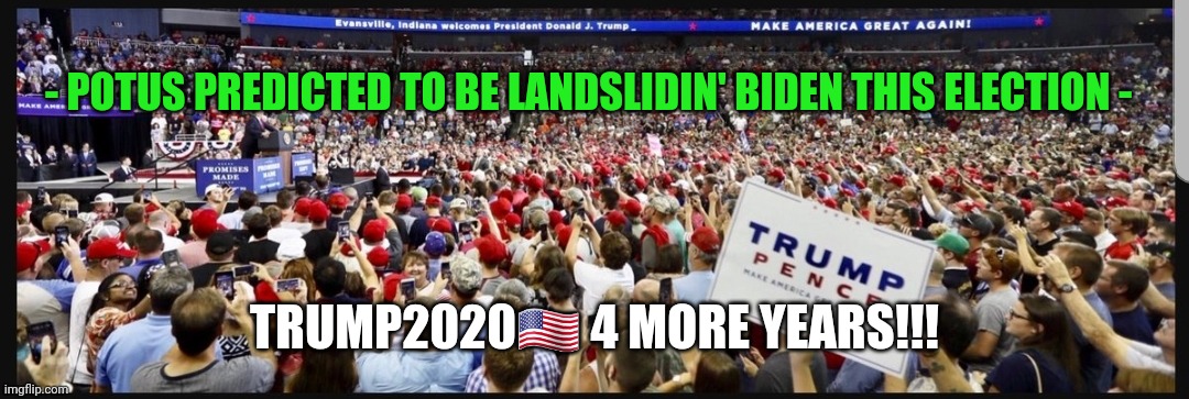 Trump2020 landslide win | - POTUS PREDICTED TO BE LANDSLIDIN' BIDEN THIS ELECTION -; TRUMP2020🇺🇸 4 MORE YEARS!!! | image tagged in trump landslide,4 more years,liberate the planet,let's start working on becoming a galactic civilisation | made w/ Imgflip meme maker