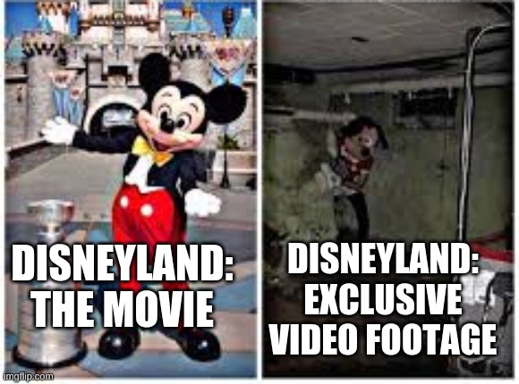 Disneyland behind the Scenes | DISNEYLAND: EXCLUSIVE VIDEO FOOTAGE; DISNEYLAND: THE MOVIE | image tagged in mickey mouse in disneyland,mickey mouse,disneyland,behind the meme,memes,funny memes | made w/ Imgflip meme maker