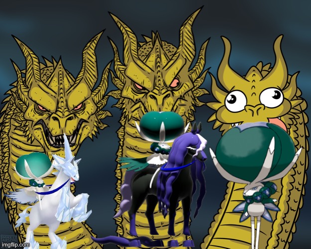 Calyrex in a nutshell | image tagged in king ghidorah | made w/ Imgflip meme maker