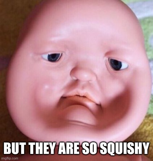 Squished Face | BUT THEY ARE SO SQUISHY | image tagged in squished face | made w/ Imgflip meme maker