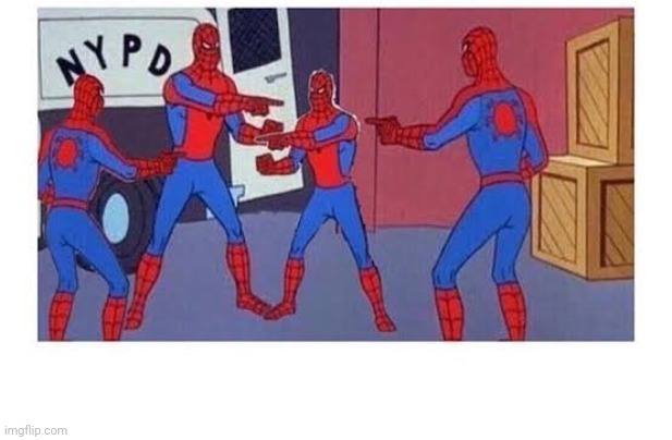 Four spider man pointing | image tagged in four spider man pointing | made w/ Imgflip meme maker