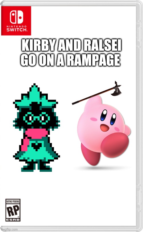 Nintendo Switch Cartridge Case | KIRBY AND RALSEI GO ON A RAMPAGE | image tagged in nintendo switch cartridge case,deltarune,deltarune ralsei,ralsei,ralsei deltarune,kirby | made w/ Imgflip meme maker