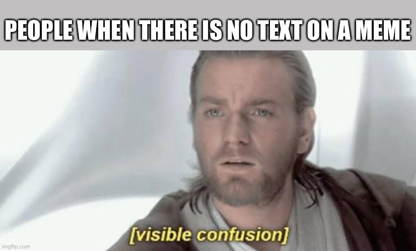 Visible Confusion | PEOPLE WHEN THERE IS NO TEXT ON A MEME | image tagged in visible confusion | made w/ Imgflip meme maker