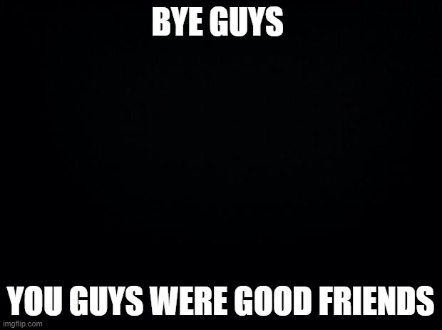 i love you guys no homo | BYE GUYS; YOU GUYS WERE GOOD FRIENDS | image tagged in black background | made w/ Imgflip meme maker