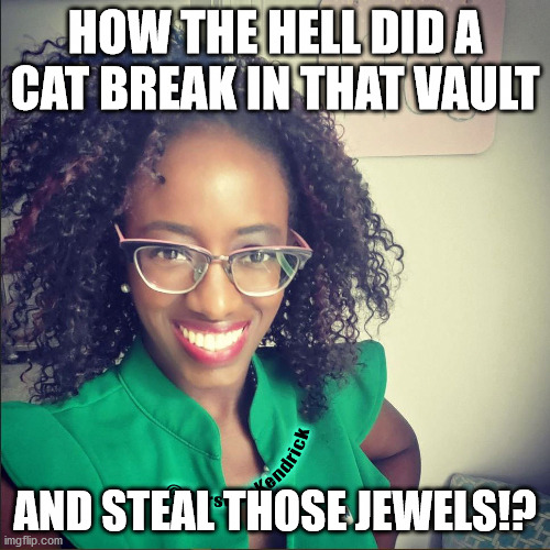 CAT BURGLAR | HOW THE HELL DID A CAT BREAK IN THAT VAULT; AND STEAL THOSE JEWELS!? | image tagged in darshun kendrick,trump | made w/ Imgflip meme maker