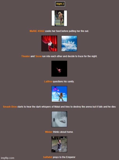 Night 2 (1) | image tagged in hunger games | made w/ Imgflip meme maker