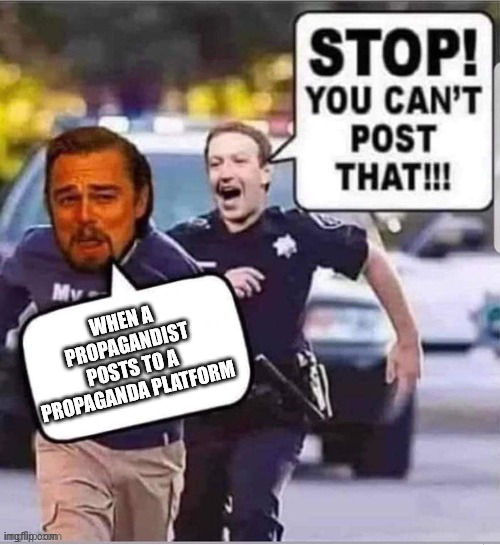 Facebook police | WHEN A PROPAGANDIST POSTS TO A PROPAGANDA PLATFORM | image tagged in facebook police | made w/ Imgflip meme maker