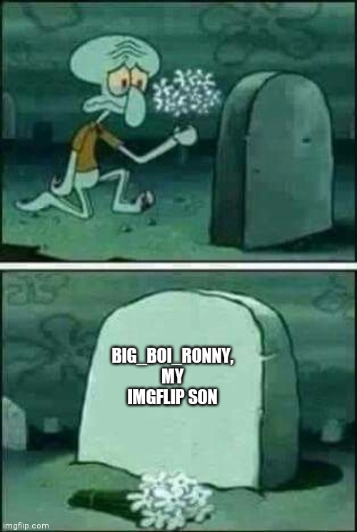 NOOOO | BIG_BOI_RONNY, MY IMGFLIP SON | image tagged in grave spongebob | made w/ Imgflip meme maker