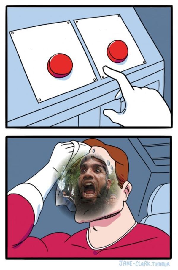 Angry Muslim Two Buttons Blank Meme Template