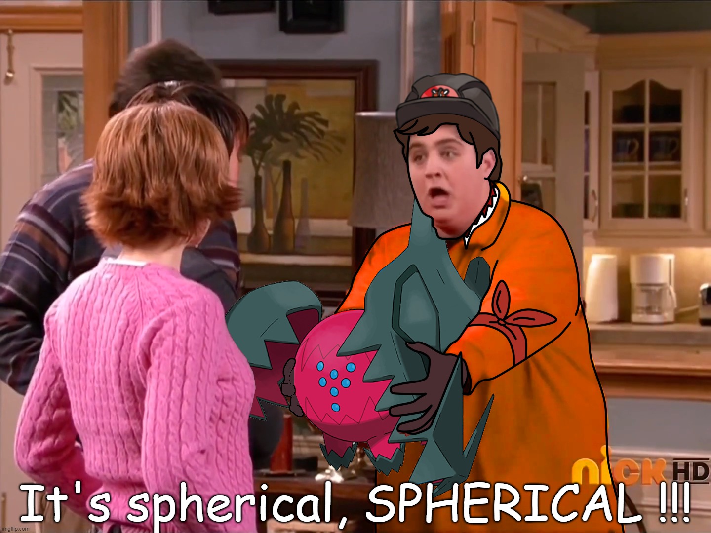 "Pokémon Regidrago" | It's spherical, SPHERICAL !!! | image tagged in pokemon,funny pokemon,pokemon sword and shield,pokemon memes,pokemon logic,drake and josh | made w/ Imgflip meme maker