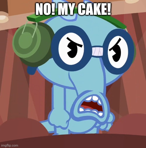 Pissed-Off Sniffles (HTF) | NO! MY CAKE! | image tagged in pissed-off sniffles htf | made w/ Imgflip meme maker
