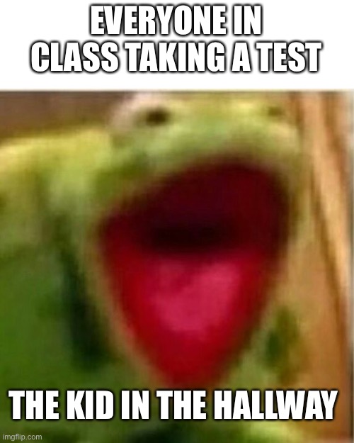 AHHHHHHHHHHHHH | EVERYONE IN CLASS TAKING A TEST; THE KID IN THE HALLWAY | image tagged in ahhhhhhhhhhhhh | made w/ Imgflip meme maker