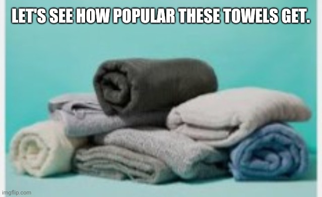 LET'S SEE HOW POPULAR THESE TOWELS GET. | image tagged in fun | made w/ Imgflip meme maker