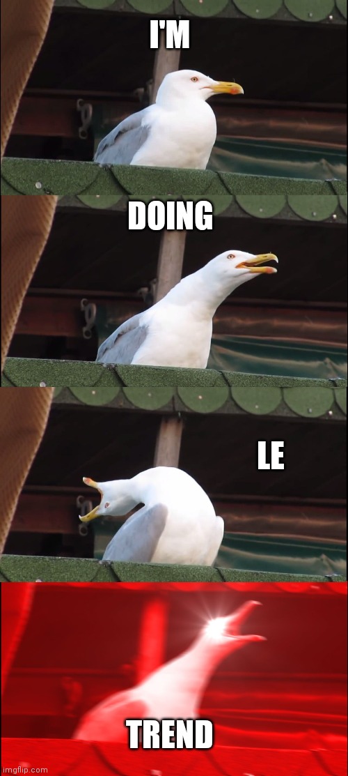 Inhaling Seagull Meme | I'M; DOING; LE; TREND | image tagged in memes,inhaling seagull | made w/ Imgflip meme maker