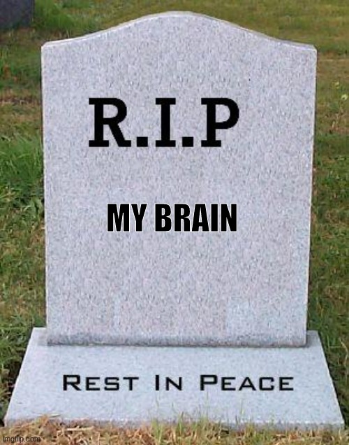 RIP headstone | MY BRAIN | image tagged in rip headstone | made w/ Imgflip meme maker