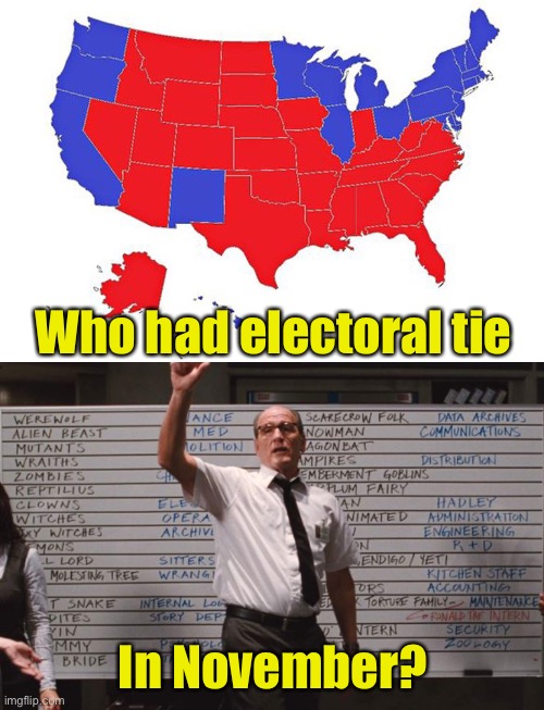 The next 2020 disaster | Who had electoral tie; In November? | image tagged in cabin the the woods,2020 sucks,election 2020 | made w/ Imgflip meme maker