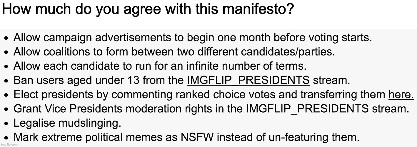How much do you agree with this manifesto? | made w/ Imgflip meme maker