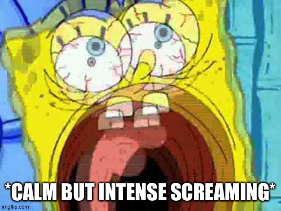 Spongebob Screaming | *CALM BUT INTENSE SCREAMING* | image tagged in spongebob screaming | made w/ Imgflip meme maker