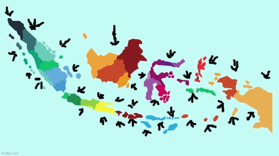 Simple Indonesia Map | image tagged in simple indonesia map | made w/ Imgflip meme maker