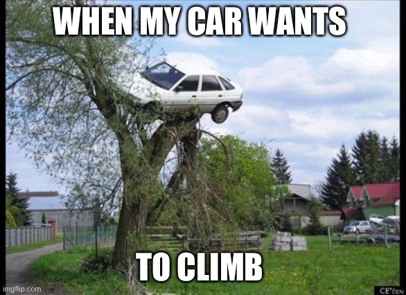 If this was real | WHEN MY CAR WANTS; TO CLIMB | image tagged in memes,secure parking | made w/ Imgflip meme maker