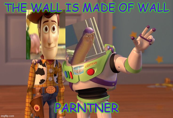 wALl | THE WALL IS MADE OF WALL; PARNTNER | image tagged in memes,x x everywhere,so long wall,wall | made w/ Imgflip meme maker
