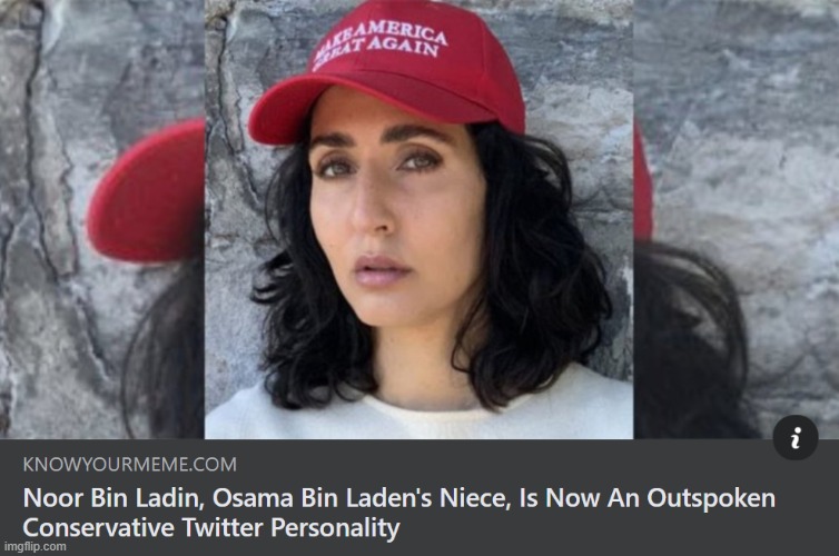 yah but shes just trolling u libtrads hahahahahaahahaha took the bait maga | image tagged in noor bin laden,maga,trolling the troll,osama bin laden,repost,conservative | made w/ Imgflip meme maker