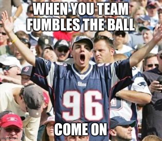 Sports Fans | WHEN YOU TEAM FUMBLES THE BALL; COME ON | image tagged in sports fans | made w/ Imgflip meme maker