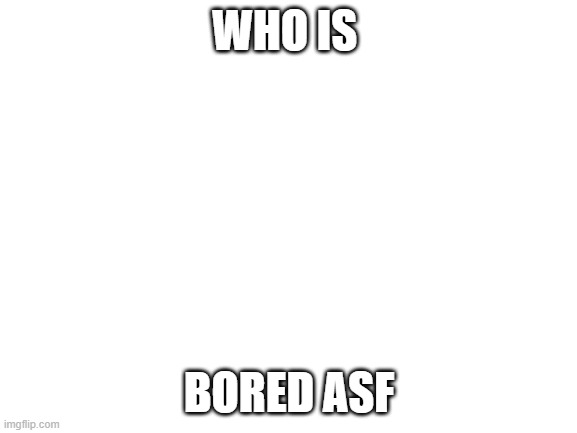 Blank White Template | WHO IS; BORED ASF | image tagged in blank white template | made w/ Imgflip meme maker