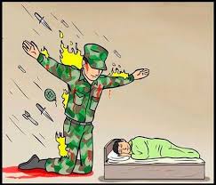 soldado protege niño Blank Meme Template