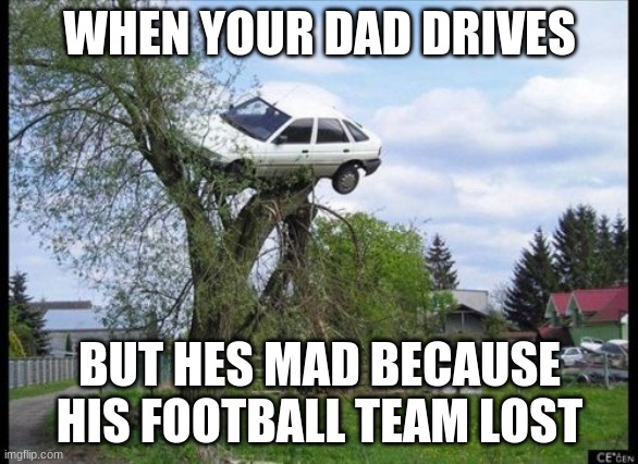 heheh | WHEN YOUR DAD DRIVES; BUT HES MAD BECAUSE HIS FOOTBALL TEAM LOST | image tagged in memes,secure parking | made w/ Imgflip meme maker