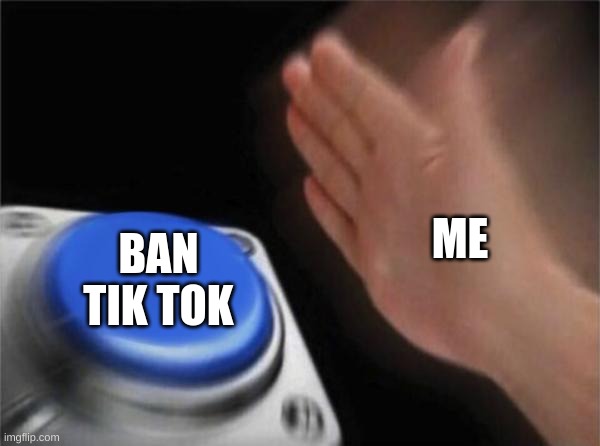 Blank Nut Button | ME; BAN TIK TOK | image tagged in memes,blank nut button | made w/ Imgflip meme maker