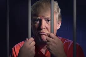 High Quality Donald Trump, tax cheat in jail. Lock Him Up! Blank Meme Template
