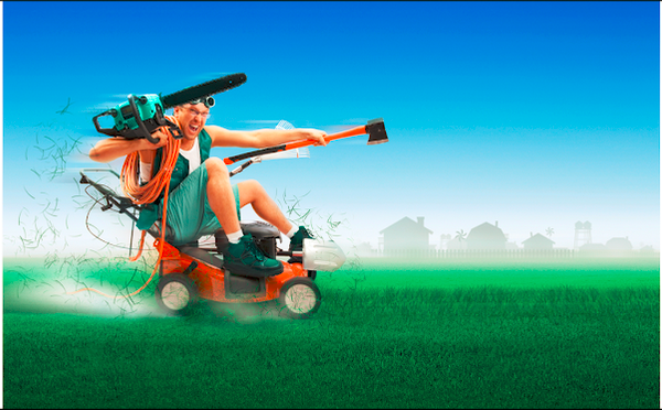 Crazy Man With His Mower Blank Meme Template