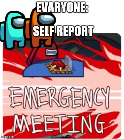 Emergency Meeting Among Us | EVARYONE:; SELF REPORT | image tagged in emergency meeting among us | made w/ Imgflip meme maker