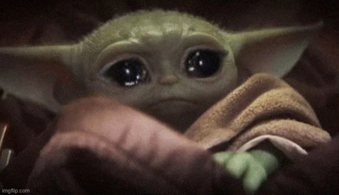 Crying Baby Yoda | image tagged in crying baby yoda | made w/ Imgflip meme maker