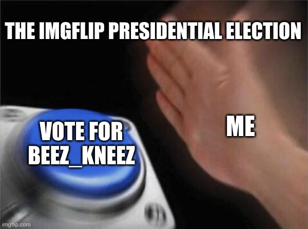 Vote For Beez_Kneez!! | THE IMGFLIP PRESIDENTIAL ELECTION; ME; VOTE FOR BEEZ_KNEEZ | image tagged in memes,blank nut button | made w/ Imgflip meme maker