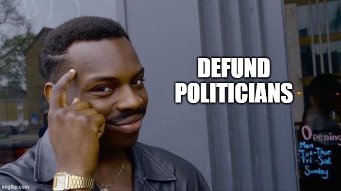 The Smart Move | DEFUND POLITICIANS | image tagged in memes,roll safe think about it | made w/ Imgflip meme maker