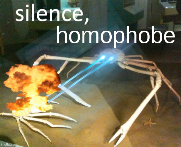 Silence Crab | homophobe | image tagged in silence crab | made w/ Imgflip meme maker