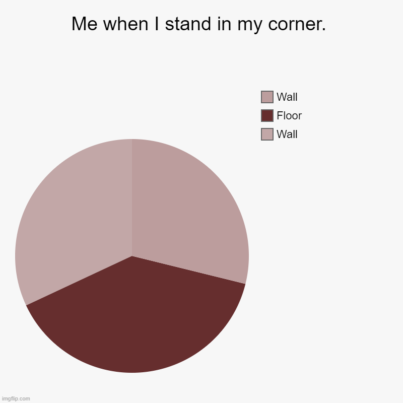 It's just a corner. | Me when I stand in my corner. | Wall, Floor, Wall | image tagged in charts,pie charts | made w/ Imgflip chart maker