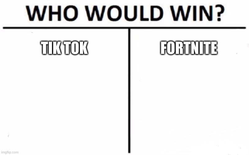 Who Would Win? | TIK TOK; FORTNITE | image tagged in memes,who would win | made w/ Imgflip meme maker