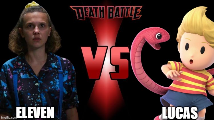 Telepathy vs PSI! | ELEVEN; LUCAS | image tagged in death battle,eleven,lucas,stranger things,mother 3 | made w/ Imgflip meme maker