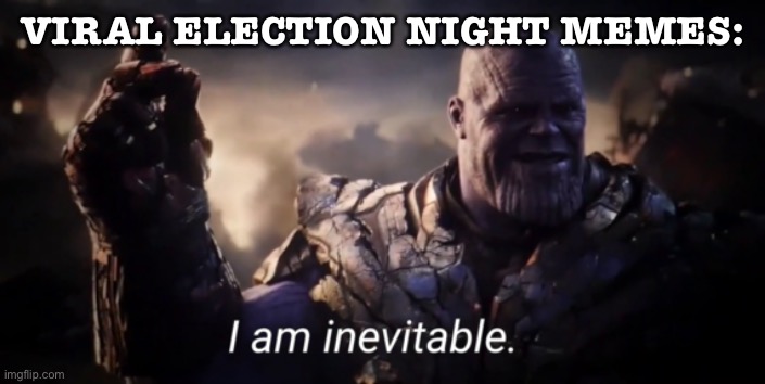 Who will be Mr. SkyScreamer 2020? Can’t wait! | VIRAL ELECTION NIGHT MEMES: | image tagged in i am inevitable,election 2020 | made w/ Imgflip meme maker
