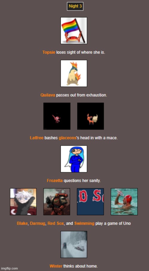 Night 3 (1) | image tagged in hunger games | made w/ Imgflip meme maker