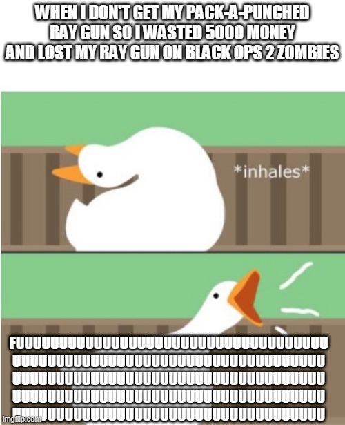 I aint waiting 24 hours to make 2 memes | WHEN I DON'T GET MY PACK-A-PUNCHED RAY GUN SO I WASTED 5000 MONEY AND LOST MY RAY GUN ON BLACK OPS 2 ZOMBIES; FUUUUUUUUUUUUUUUUUUUUUUUUUUUUUUUUUUUU UUUUUUUUUUUUUUUUUUUUUUUUUUUUUUUUUUUU UUUUUUUUUUUUUUUUUUUUUUUUUUUUUUUUUUUU UUUUUUUUUUUUUUUUUUUUUUUUUUUUUUUUUUUU UUUUUUUUUUUUUUUUUUUUUUUUUUUUUUUUUUUU | image tagged in untitled goose game honk | made w/ Imgflip meme maker