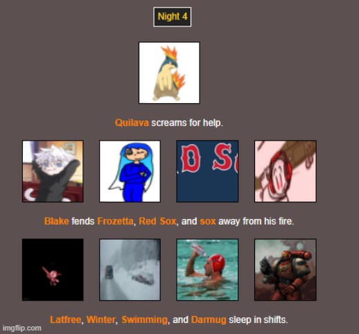 Night 4 | image tagged in hunger games | made w/ Imgflip meme maker